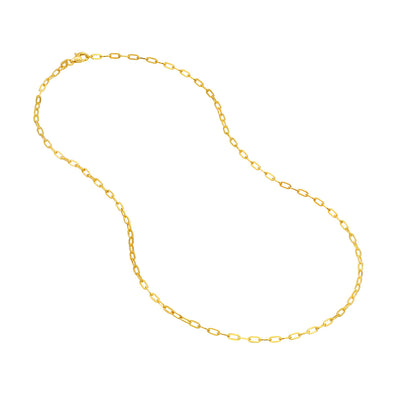 Paper Clip Chain Necklace, 2mm,  18" - 14K Yellow Gold