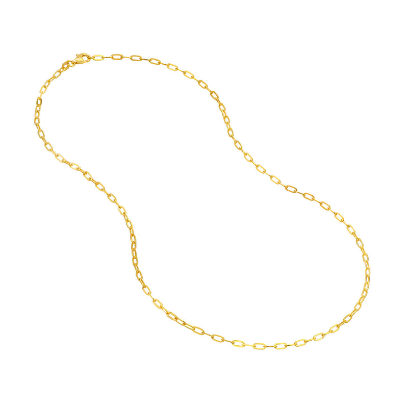 Paper Clip Chain Necklace, 2mm,  18" - 14K Yellow Gold