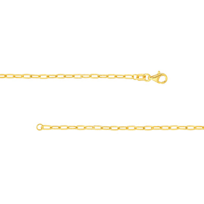 Paper Clip Chain Necklace, 2mm,  18" - 14K Yellow Gold