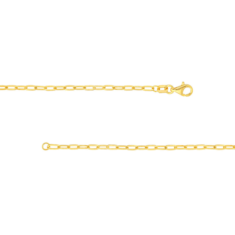 Paper Clip Chain Necklace, 2mm,  18" - 14K Yellow Gold