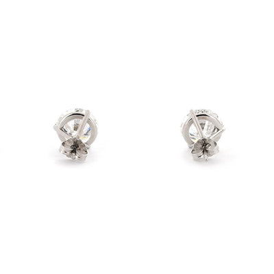 7.6ctw Round Diamond Stud Earrings - 14kWhite Gold