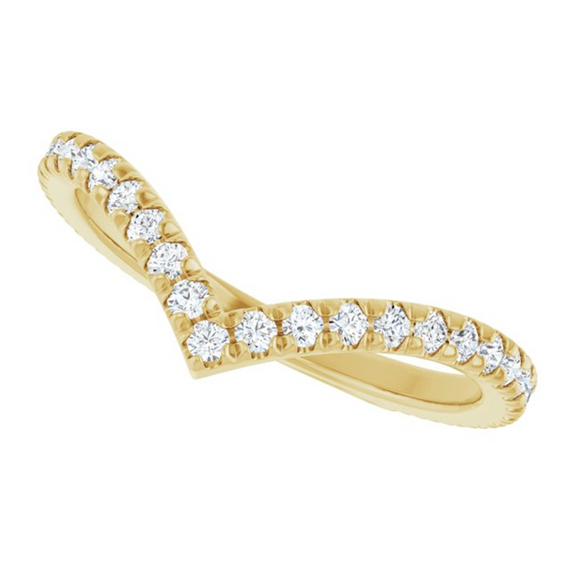 "V" Contour Diamond Band, Size 7 - 14K Yellow Gold