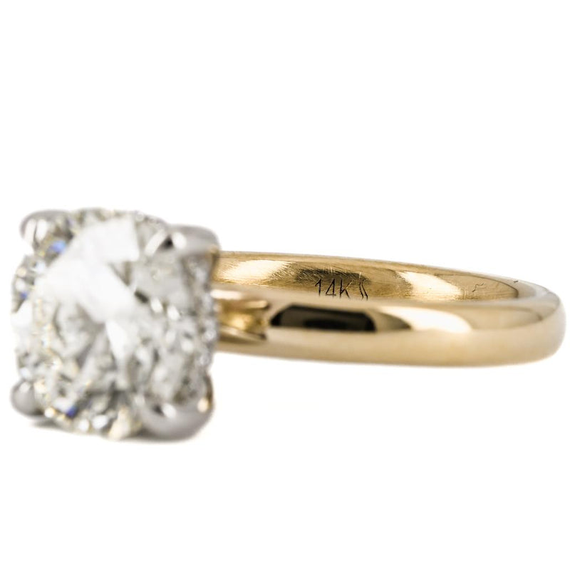 3.31ctw Round Solitaire Diamond Engagement Ring, 3mm Band - 950 Platinum & 14k Yellow Gold - Size 6.5