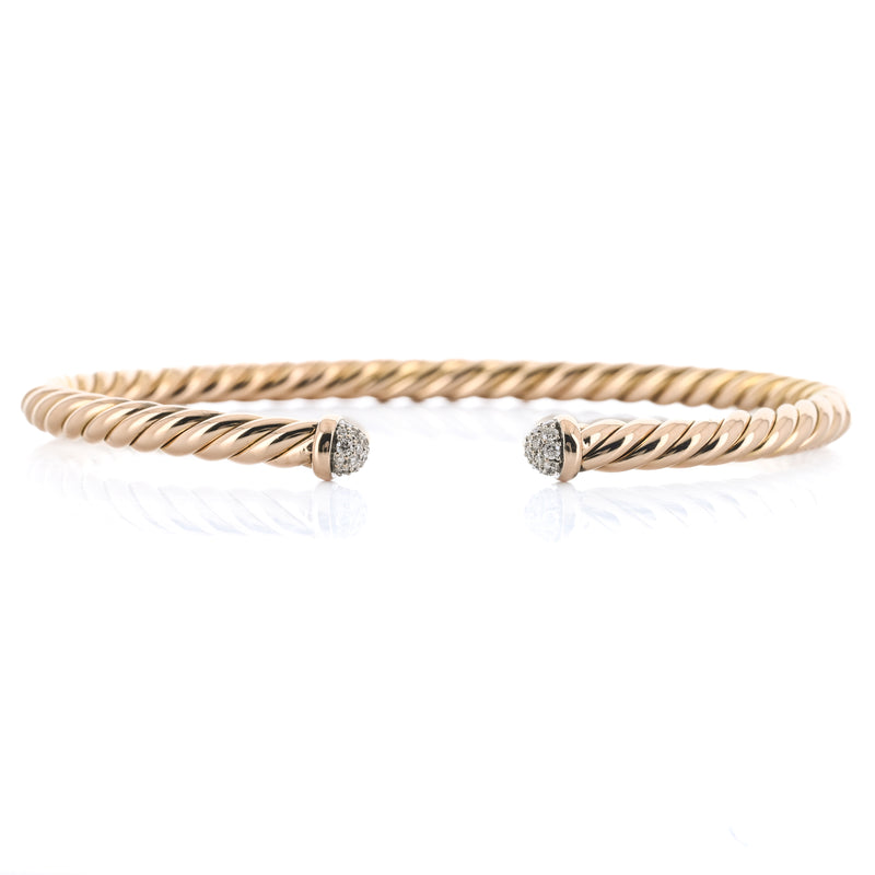 David Yurman | .18CTW Diamond Cable Flex Bracelet, 6.5" - 18K Rose Gold