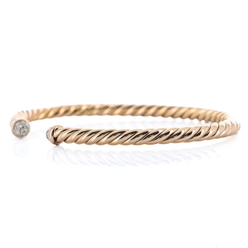David Yurman | .18CTW Diamond Cable Flex Bracelet, 6.5" - 18K Rose Gold