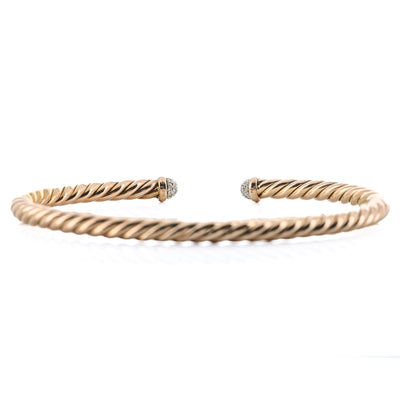 David Yurman | .18CTW Diamond Cable Flex Bracelet, 6.5" - 18K Rose Gold