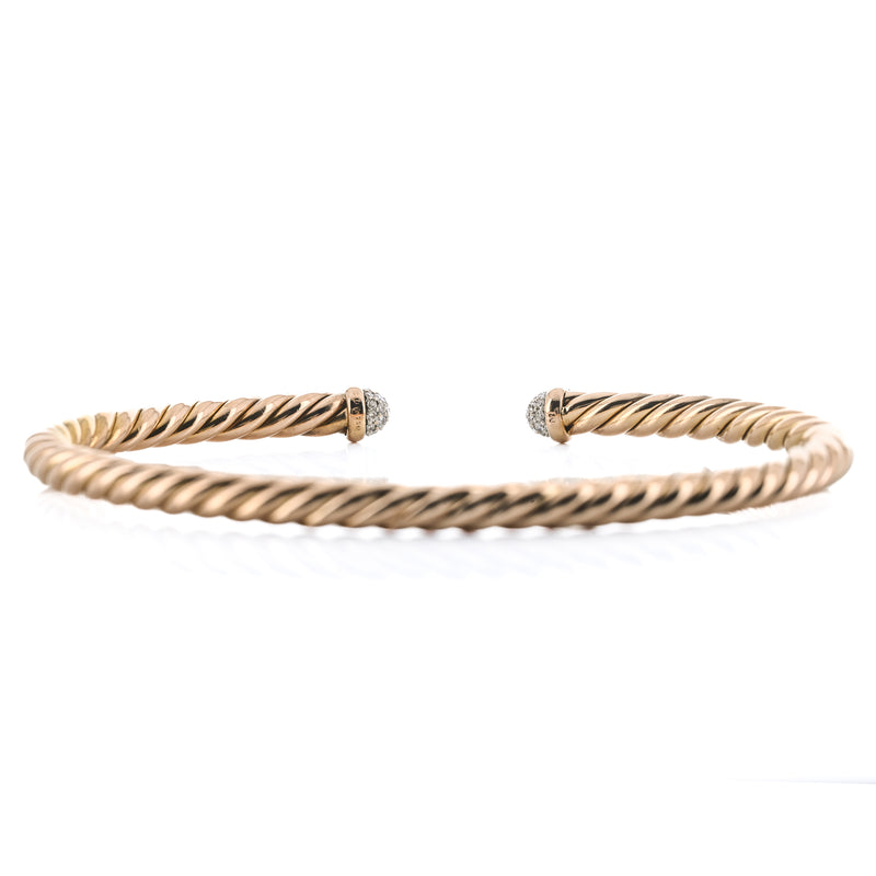 David Yurman | .18CTW Diamond Cable Flex Bracelet, 6.5" - 18K Rose Gold