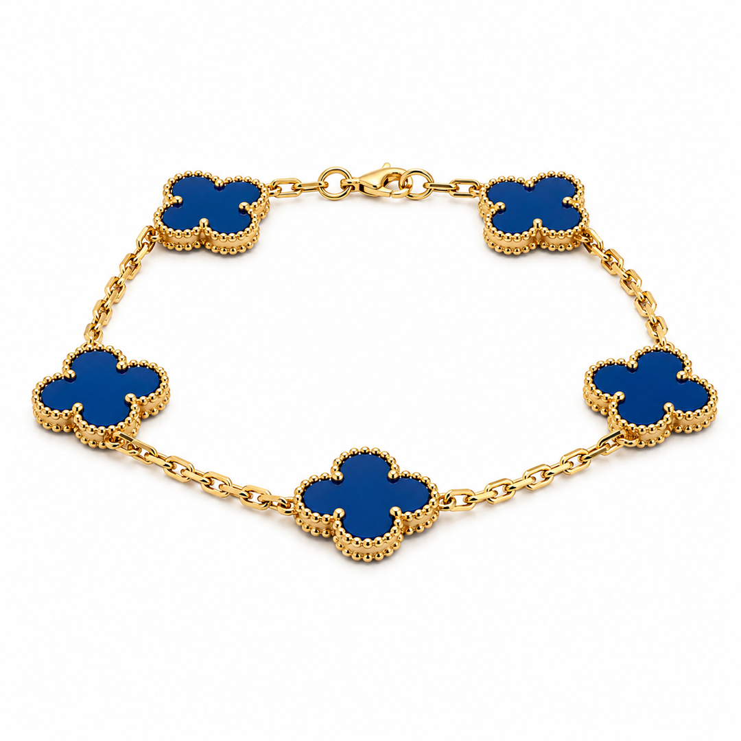 Van Cleef and Arpels | Blue Agate Vintage Alhambra Bracelet, 7.75