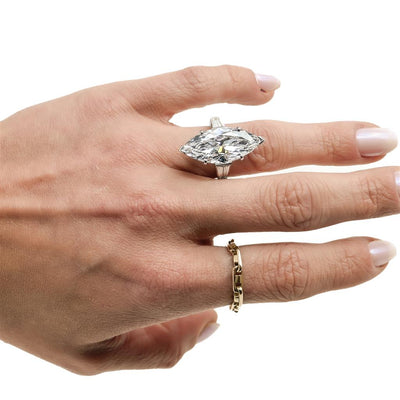 10.7CTW Marquise + Baguette Diamond Three Stone Engagement Ring - 900 Platinum