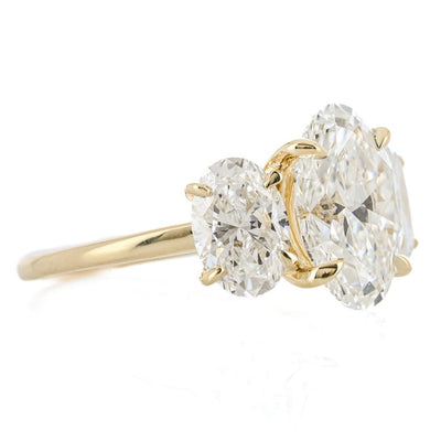 5.02CTW Oval Lab Grown Diamond Three Stone Engagement Ring -  14K Yellow Gold
