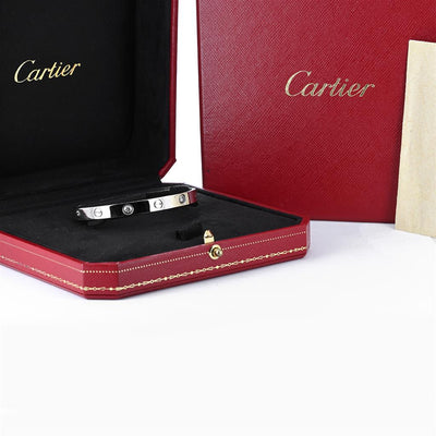 Cartier | 0.42ctw Love Bangle, 4 Diamond, Size 16 - 18k White Gold