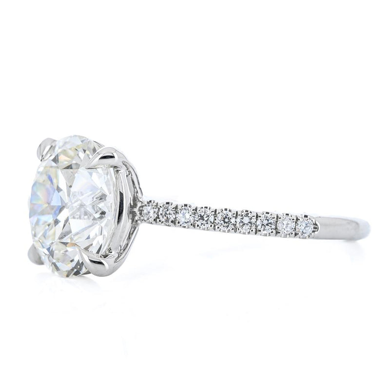 4.50CTW Old European Diamond Engagement Ring - Pavé Band - 950 Platinum