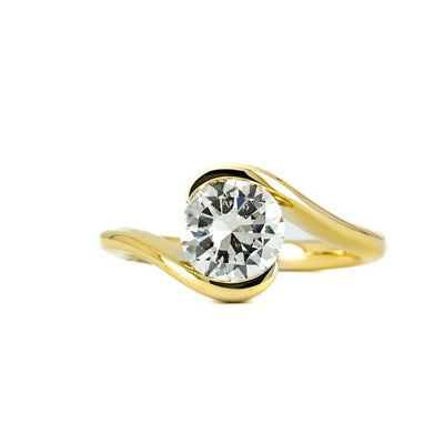 1.51ctw Round Semi-Bezel Bypass Diamond Engagement Ring - 14K Yellow Gold