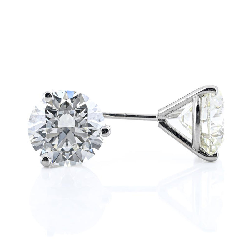 3.88CTW Round Diamond Stud Earrings - Martini Set - 14K White Gold