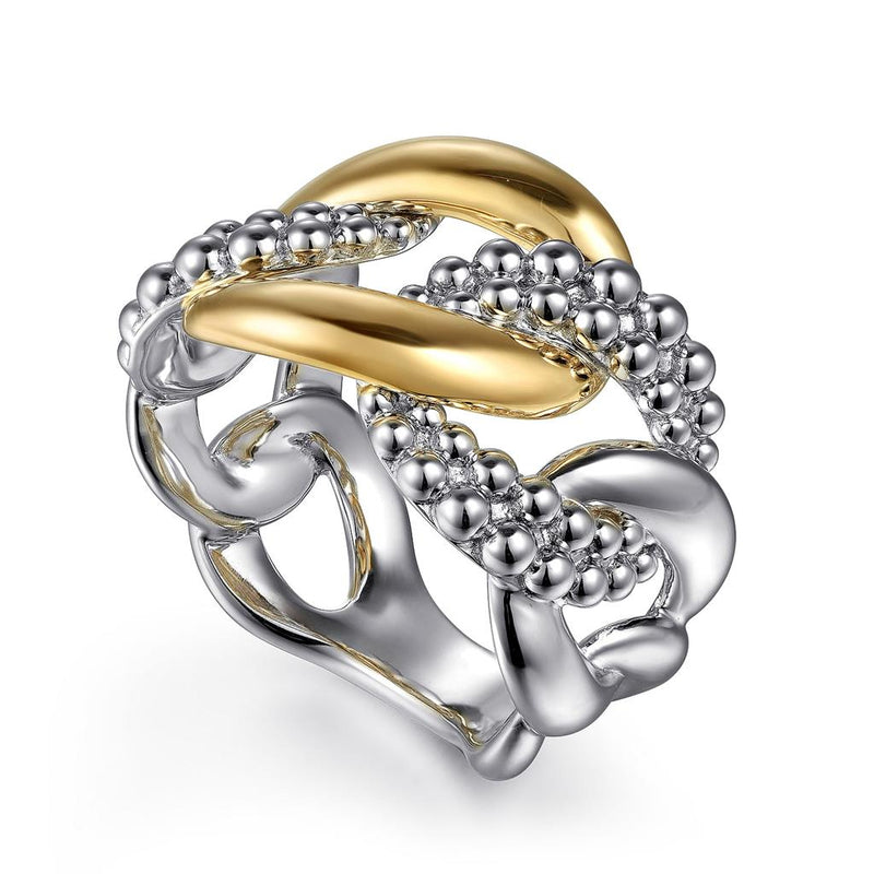 Bujukan Link Ring - 14K Yellow Gold + Sterling Silver