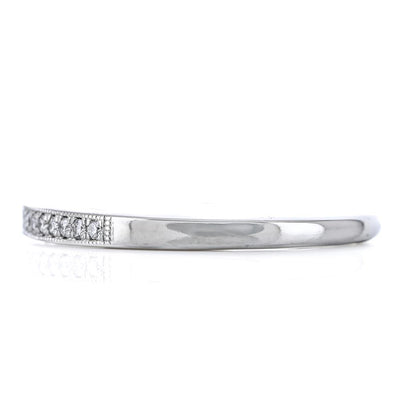 .11CTW Round Diamond Band, Size 4.5 - Bead and Bright Set - 14K White Gold