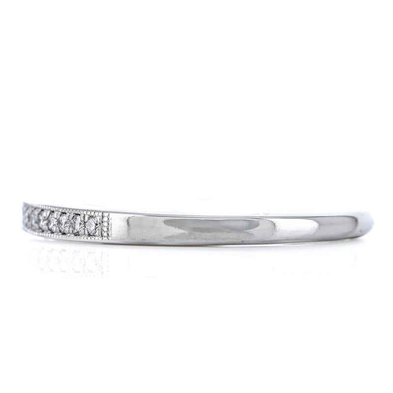 .11CTW Round Diamond Band, Size 4.5 - Bead and Bright Set - 14K White Gold