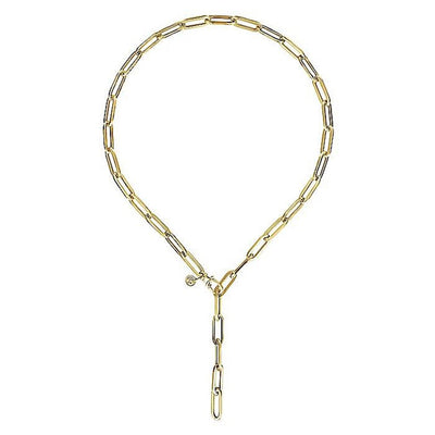 Paperclip "Y" Chain Necklace - 20", 14K Yellow Gold