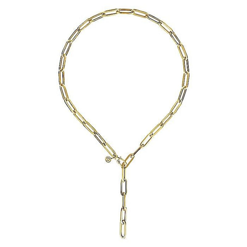 Paperclip "Y" Chain Necklace - 20", 14K Yellow Gold