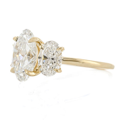 5.02CTW Oval Lab Grown Diamond Three Stone Engagement Ring -  14K Yellow Gold