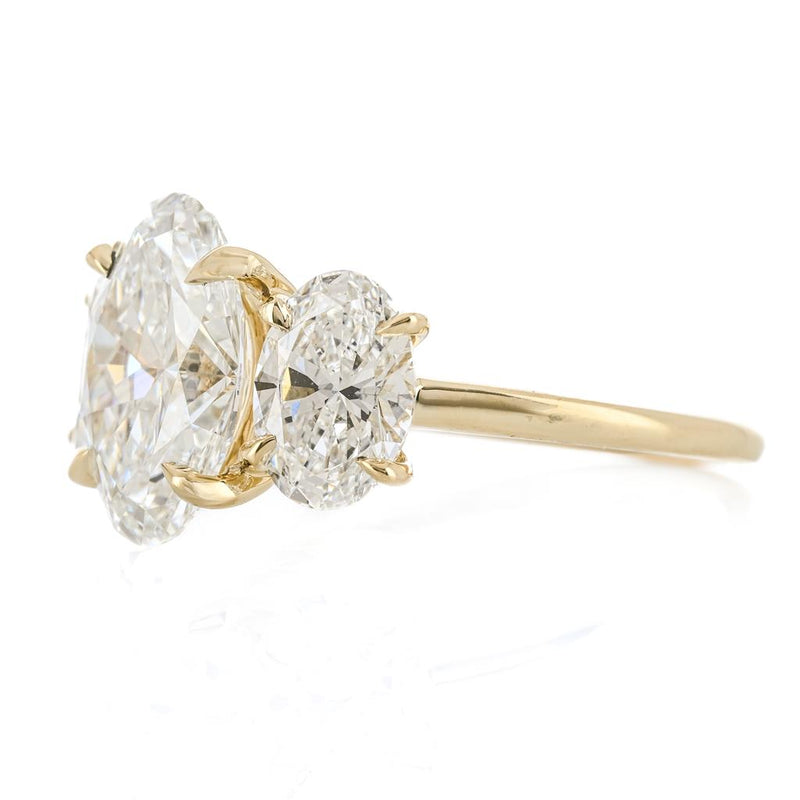 5.02CTW Oval Lab Grown Diamond Three Stone Engagement Ring -  14K Yellow Gold
