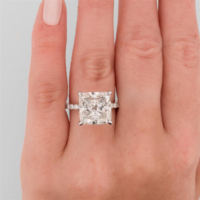 6.67ctw Cushion Diamond Pavé Solitaire Engagement Ring - 950 Platinum