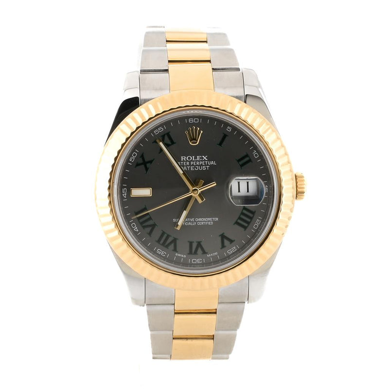 Rolex | 41mm Datejust II, Wimbledon Dial, Fluted Bezel, Two-Tone Stainless Steel & 14K Yellow Gold - 116333