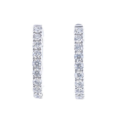 .20CTW Round Diamond Huggie Earrings - 14K White Gold