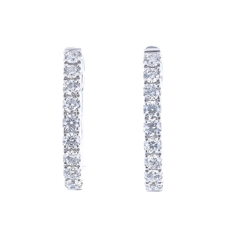 .20CTW Round Diamond Huggie Earrings - 14K White Gold