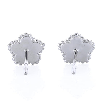 .03CTW Diamond Bujukan Flower Stud Earrings - Sterling Silver