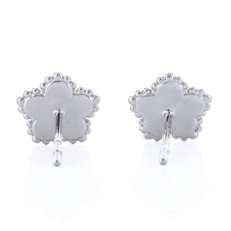 .03CTW Diamond Bujukan Flower Stud Earrings - Sterling Silver