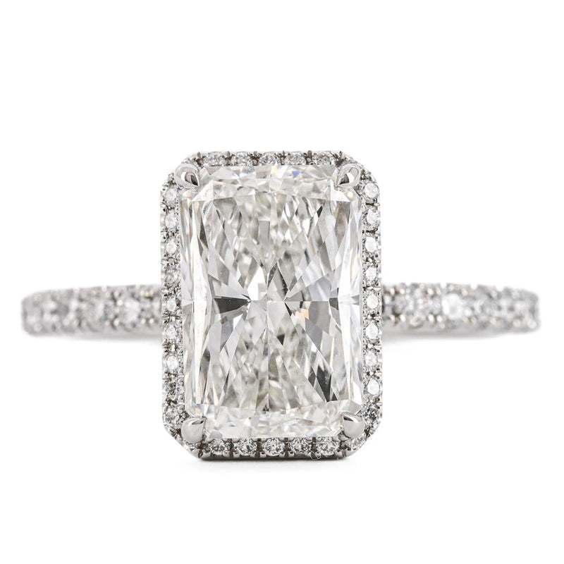 3.08CTW Radiant Diamond Engagment Ring  - Halo - 950 Platinum