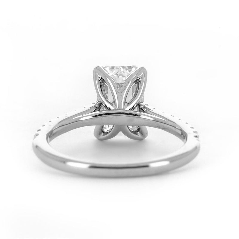 2.86CTW Emerald Lab Grown Diamond Engagement Ring, Tulip Head - 14K White Gold