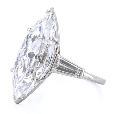 10.7CTW Marquise + Baguette Diamond Three Stone Engagement Ring - 900 Platinum