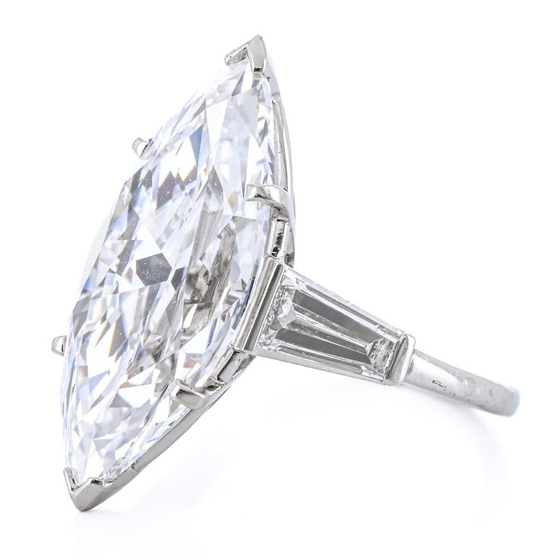 10.7CTW Marquise + Baguette Diamond Three Stone Engagement Ring - 900 Platinum