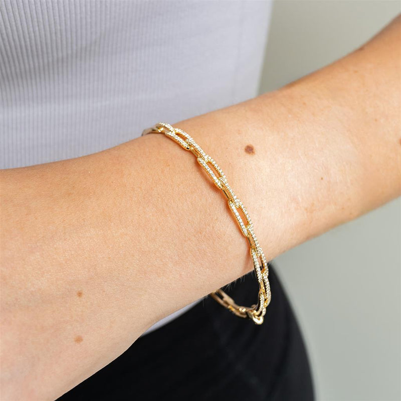 David Yurman | 0.41ctw Diamond Stax Chain Link Bracelet - 18K Yellow Gold