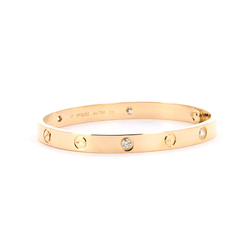 Cartier | 0.42ctw Cartier Love Bracelet, 4 Diamond, Size 5.75 - 18K Yellow Gold