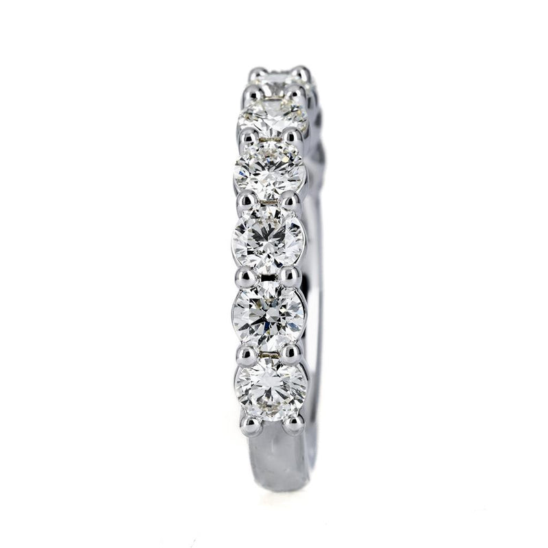 1.65CTW 9 DIAMOND BAND, Round, Size 7 - 14K WHITE GOLD