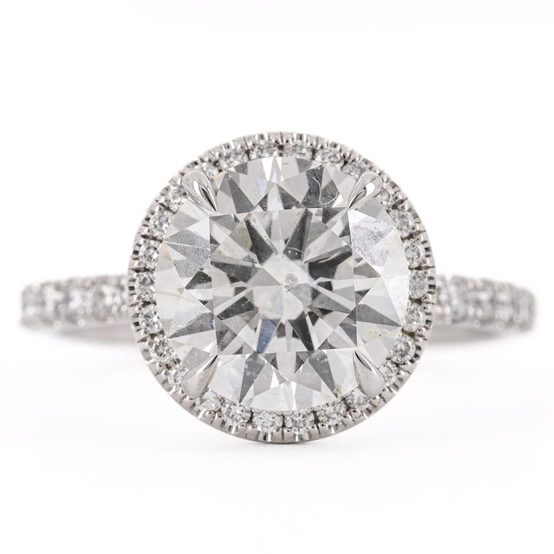 3.45CTW Round Engagement Ring - Halo  - 950 Platinum