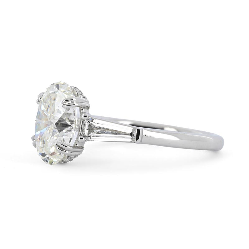 4.26ctw Oval Diamond Engagement Ring - Three-Stone - Platinum