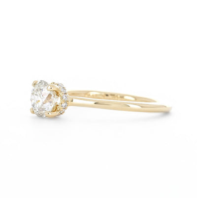 0.54ctw Round Diamond Solitaire Engagement Ring, Diamond Collar - 14K Yellow Gold