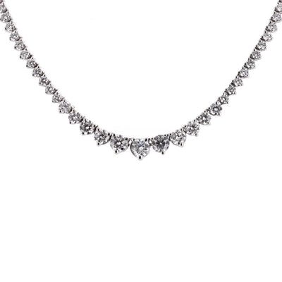 5.0ctw Round Lab Grown Diamond Riviera Necklace, 18" - 14K White Gold