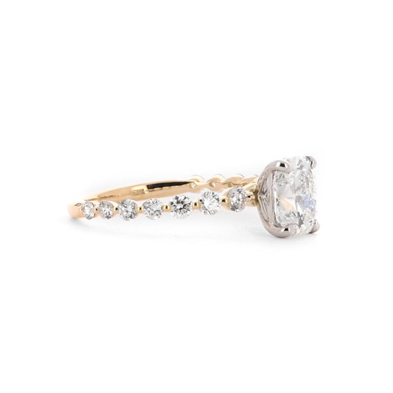 1.94ctw Cushion Diamond Engagement Ring - 14K Multi-Tone Gold