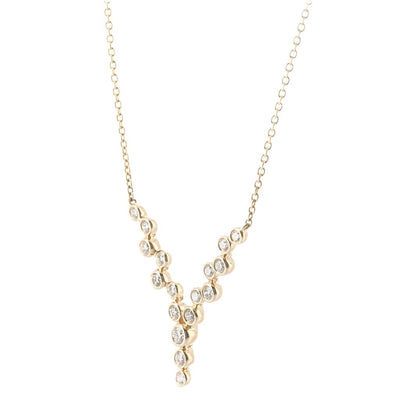 .34CTW Round Diamond "V" Necklace, 17" - Scattered - 14K Yellow Gold