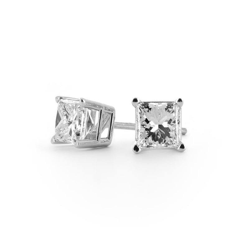 0.45ctw Princess Diamond Stud Earrings - 4 Prong