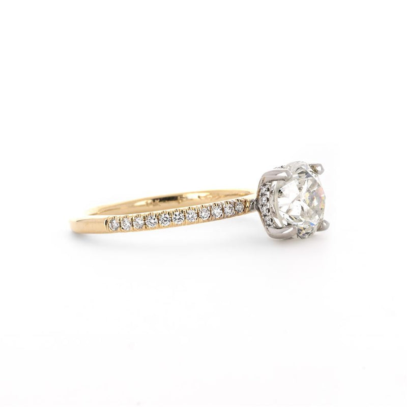 2.0ctw Round Diamond Engagement Ring, Hidden Halo, Pavê - 14K White Gold
