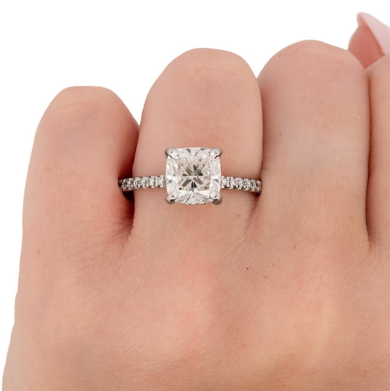 2.75ctw Cushion Diamond Full Pavé Solitaire Engagement Ring - 950 Platinum