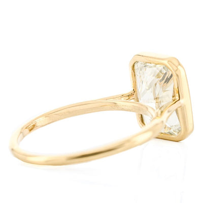 4.5CT Radiant Diamond Engagement Ring - Solitaire + Cathedral - 18K Yellow Gold