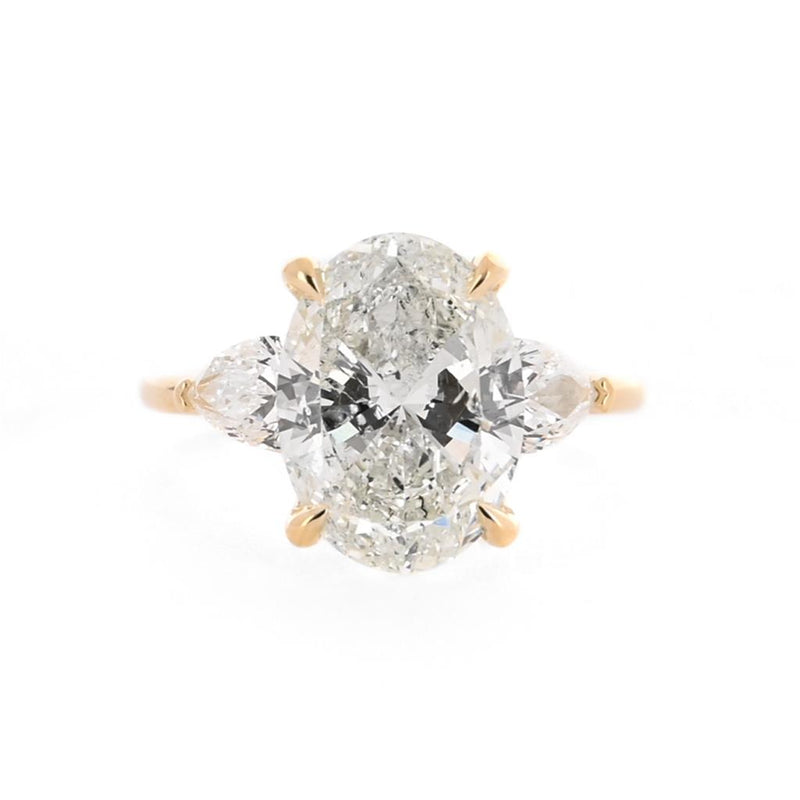 5.25ctw Oval Three-Stone Diamond Engagement Ring - 14K Yellow Gold