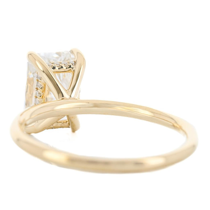 2.07CTW Radiant Lab Grown Diamond Engagment Ring - Solitaire + Hidden Halo - 14K Yellow Gold